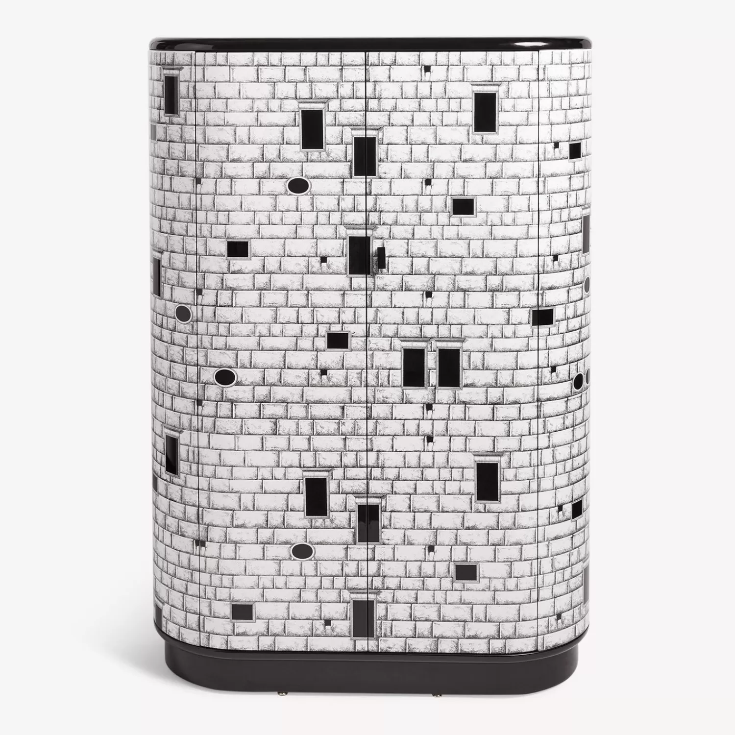 Curved Cabinets<Fornasetti Curved Cabinet Architettura White/Black