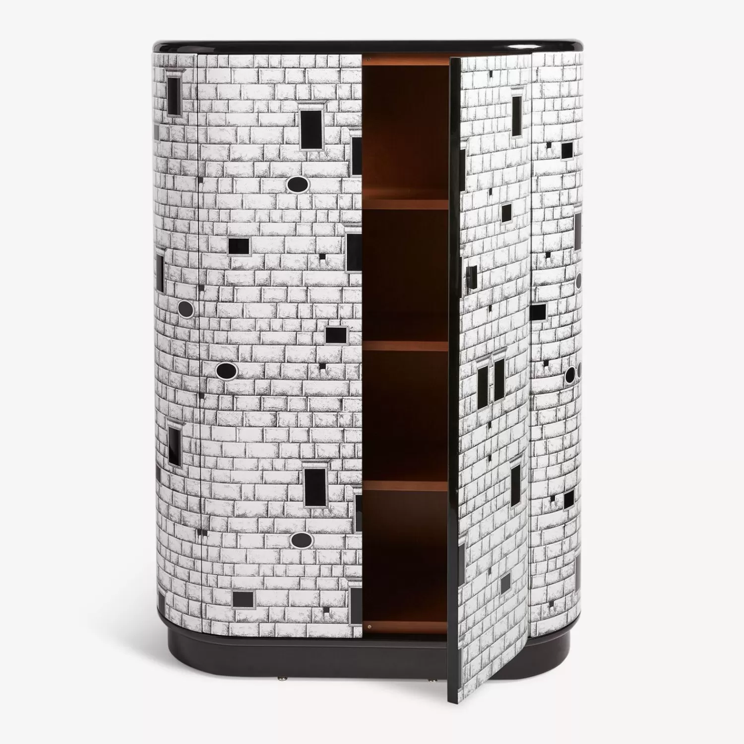 Curved Cabinets<Fornasetti Curved Cabinet Architettura White/Black