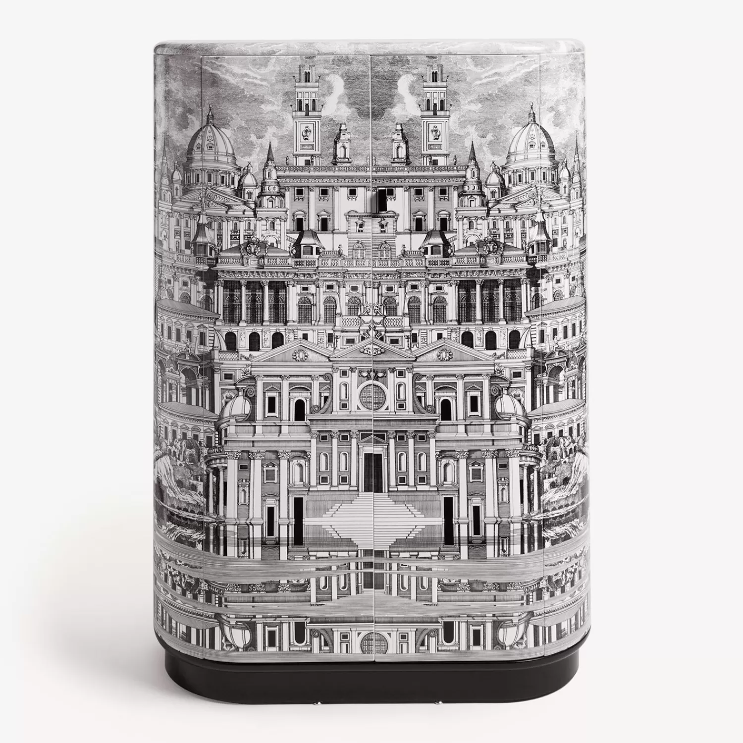 Curved Cabinets<Fornasetti Curved Cabinet Citta Che Si Rispecchia White/Black