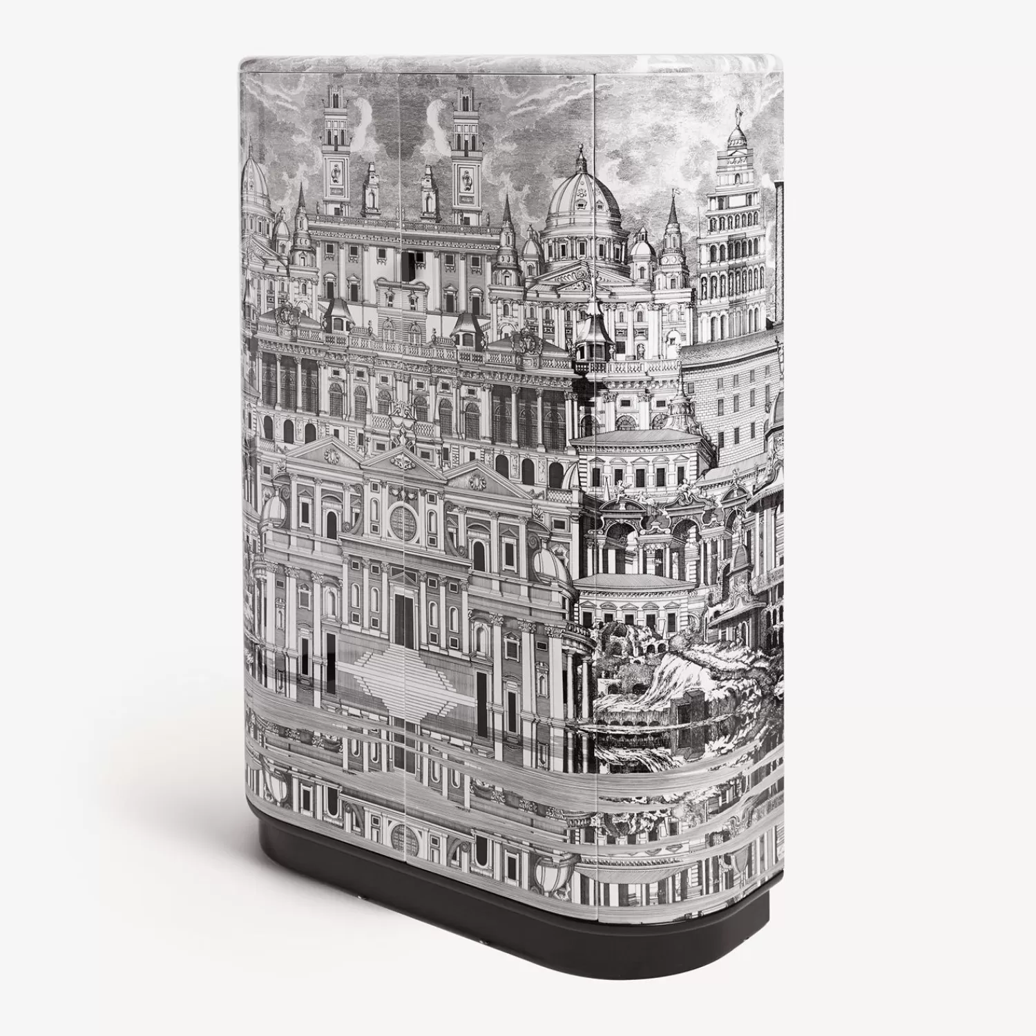 Curved Cabinets<Fornasetti Curved Cabinet Citta Che Si Rispecchia White/Black