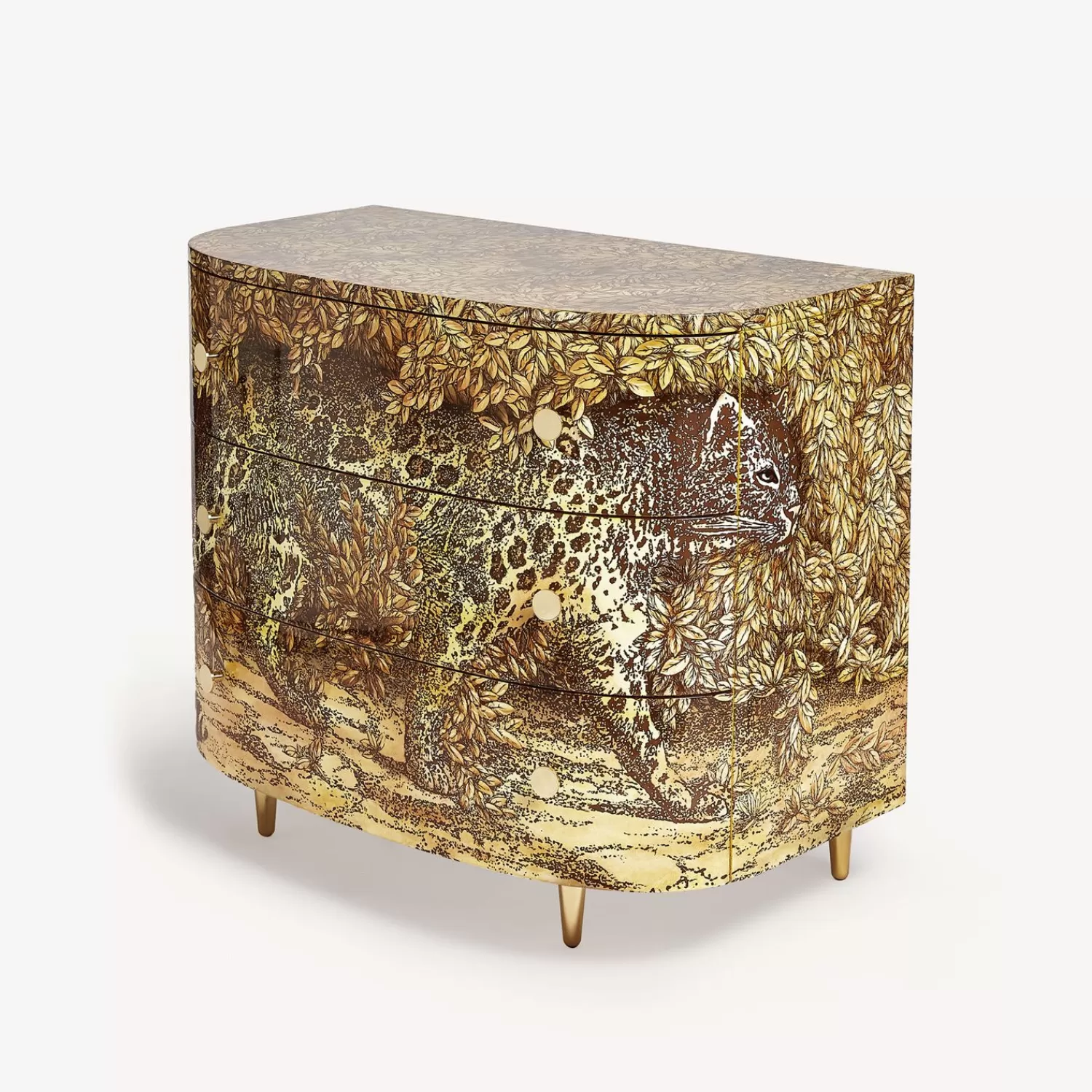 Chest Of Drawers<Fornasetti Curved Chest Of Drawers Leopardo Multicolour