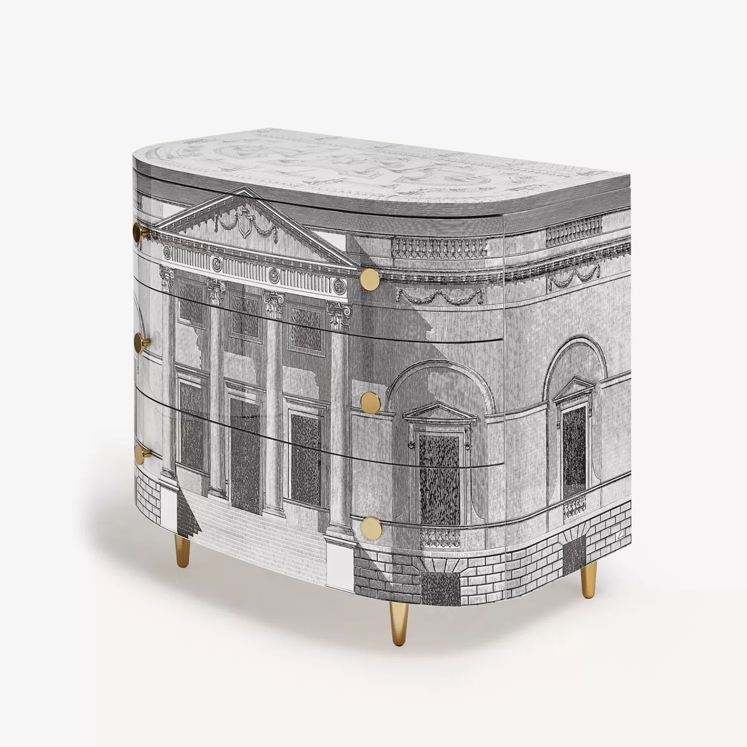 Chest Of Drawers<Fornasetti Curved Chest Of Drawers Palladiana White/Black