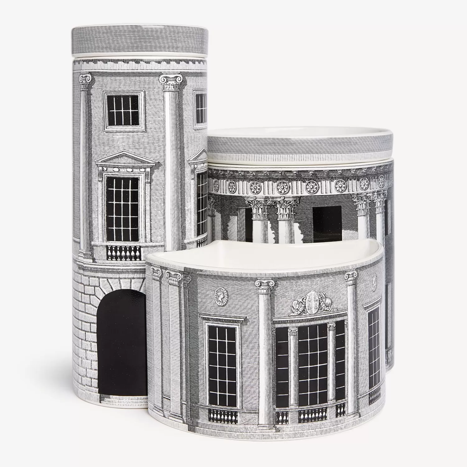 Scented Candles<Fornasetti Nel Mentre Set Of Three Scented Candles - Architettura Decor - Immaginazione Fragrance White/Black