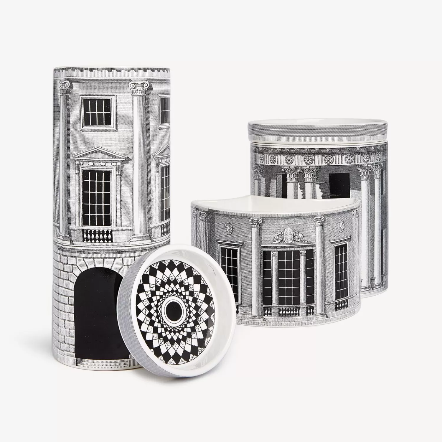 Scented Candles<Fornasetti Nel Mentre Set Of Three Scented Candles - Architettura Decor - Immaginazione Fragrance White/Black