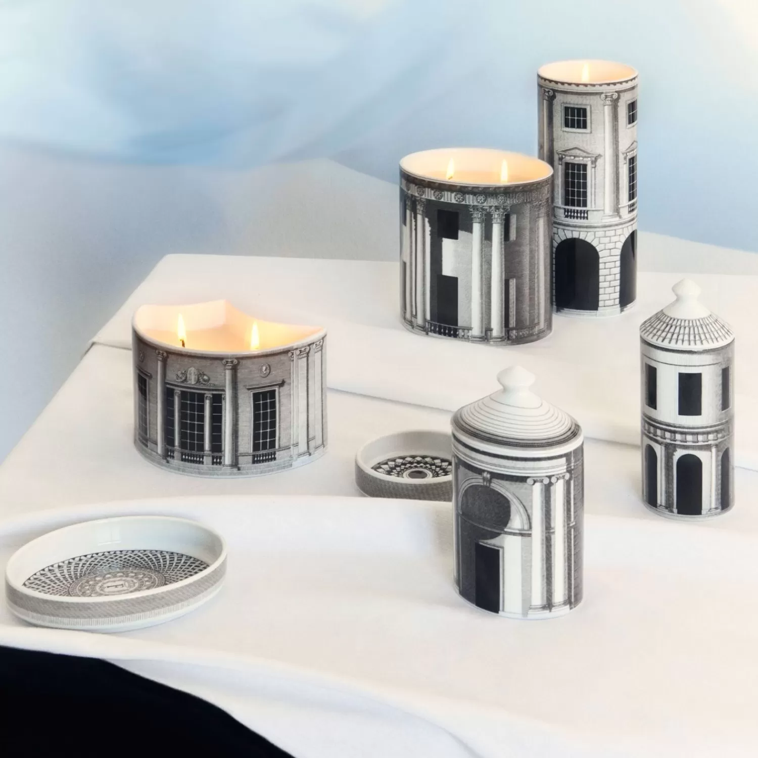Scented Candles<Fornasetti Nel Mentre Set Of Three Scented Candles - Architettura Decor - Immaginazione Fragrance White/Black