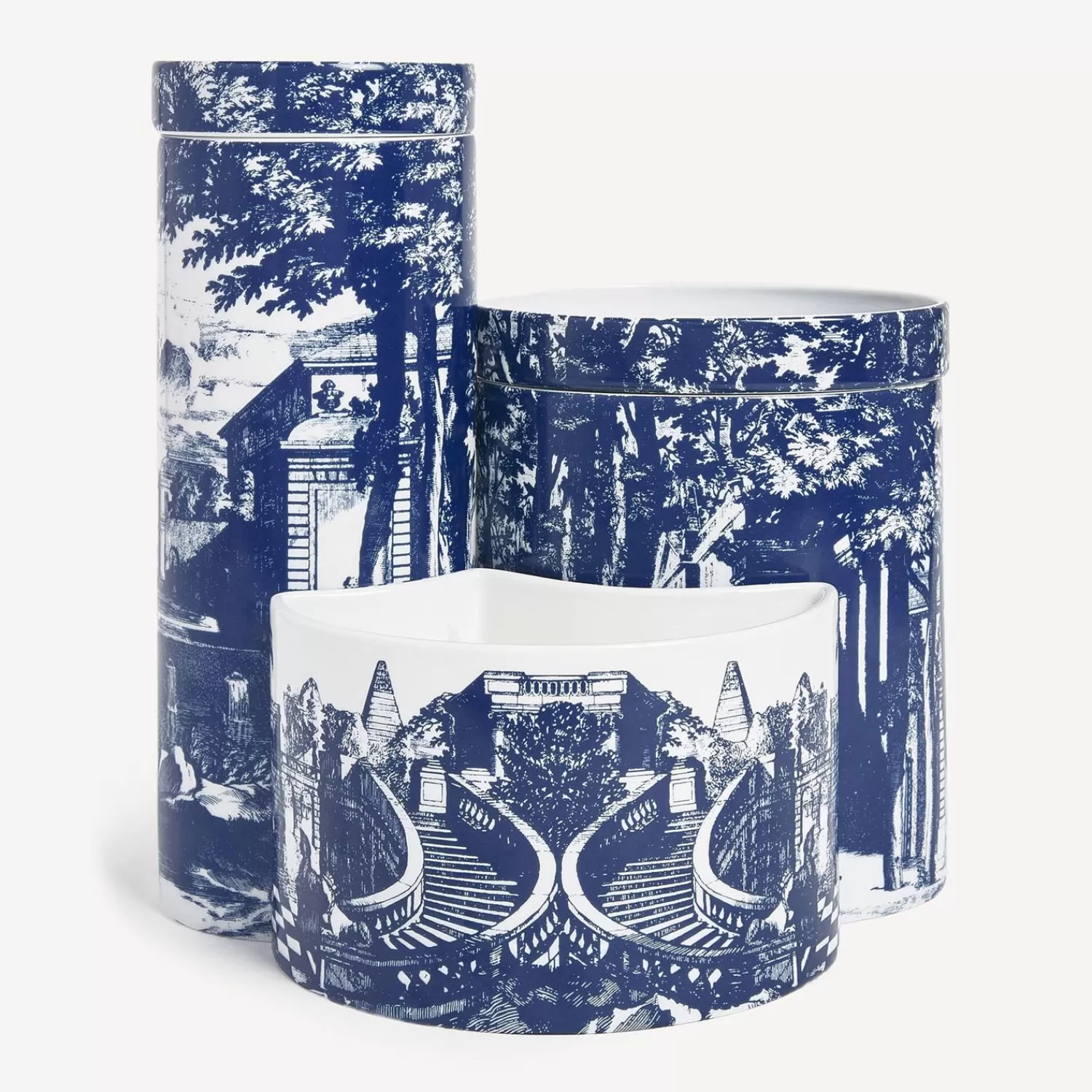Scented Candles<Fornasetti Nel Mentre Set Of Three Scented Candles - Giardino Settecentesco Decor - Giardino Segreto Fragrance Blue/White