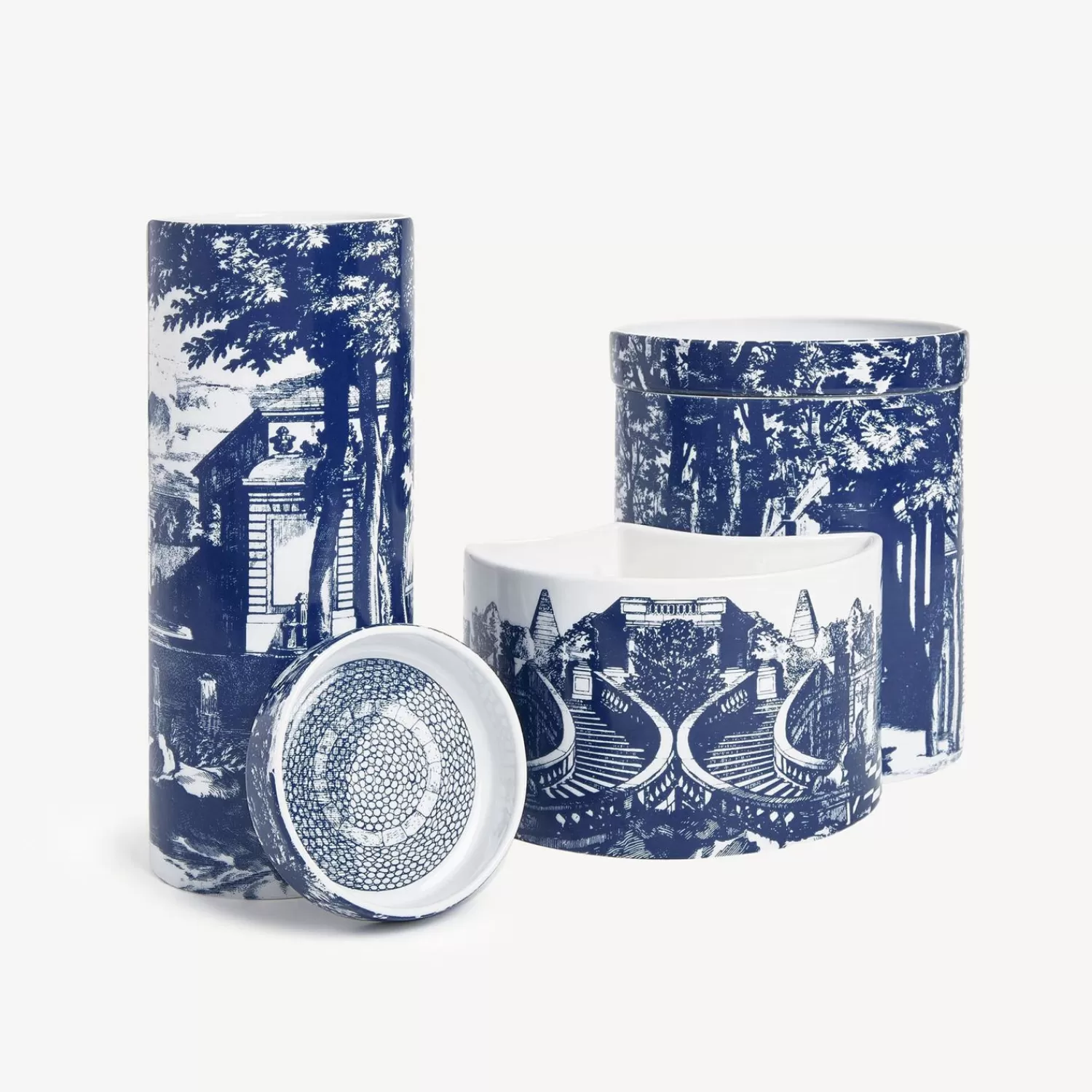 Scented Candles<Fornasetti Nel Mentre Set Of Three Scented Candles - Giardino Settecentesco Decor - Giardino Segreto Fragrance Blue/White