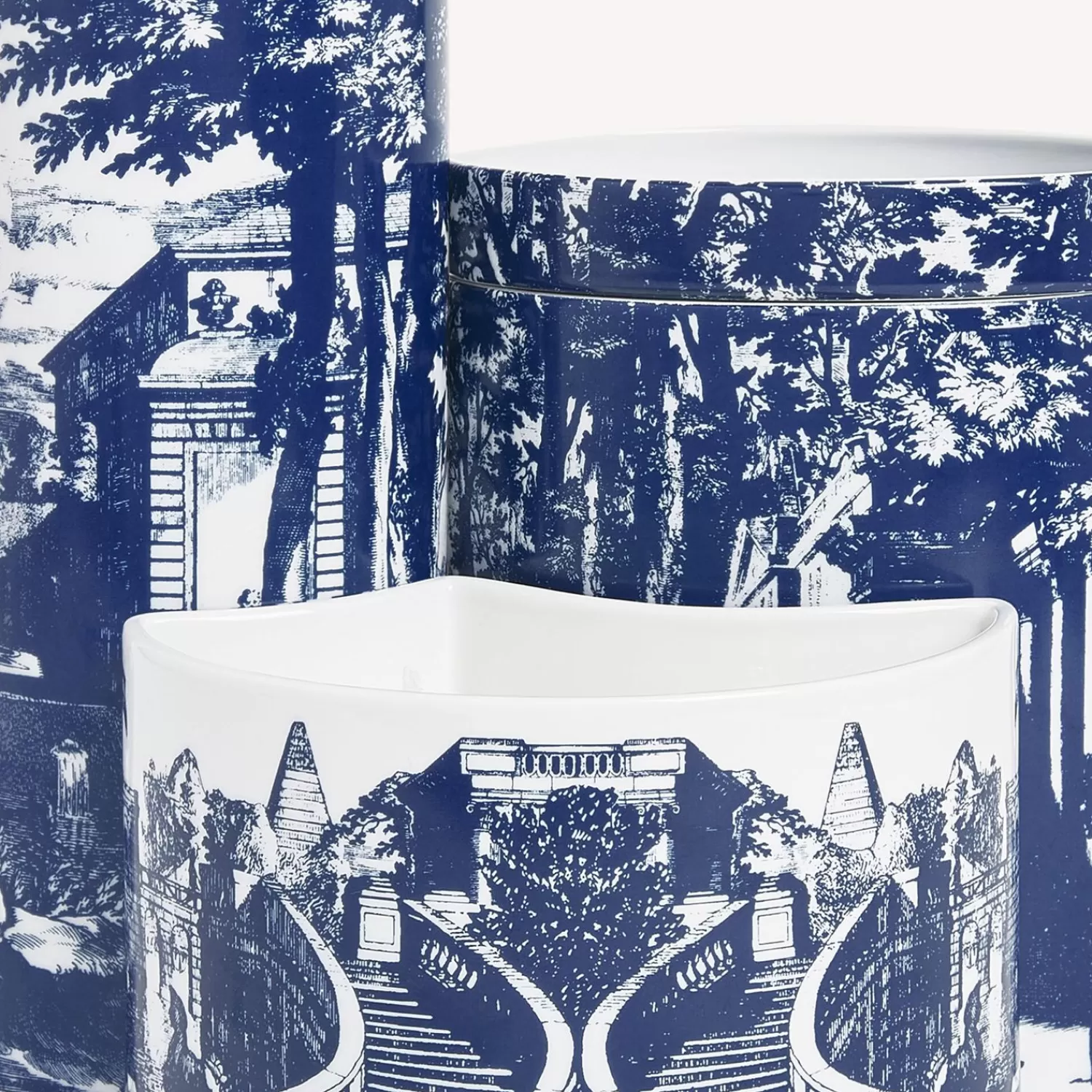 Scented Candles<Fornasetti Nel Mentre Set Of Three Scented Candles - Giardino Settecentesco Decor - Giardino Segreto Fragrance Blue/White
