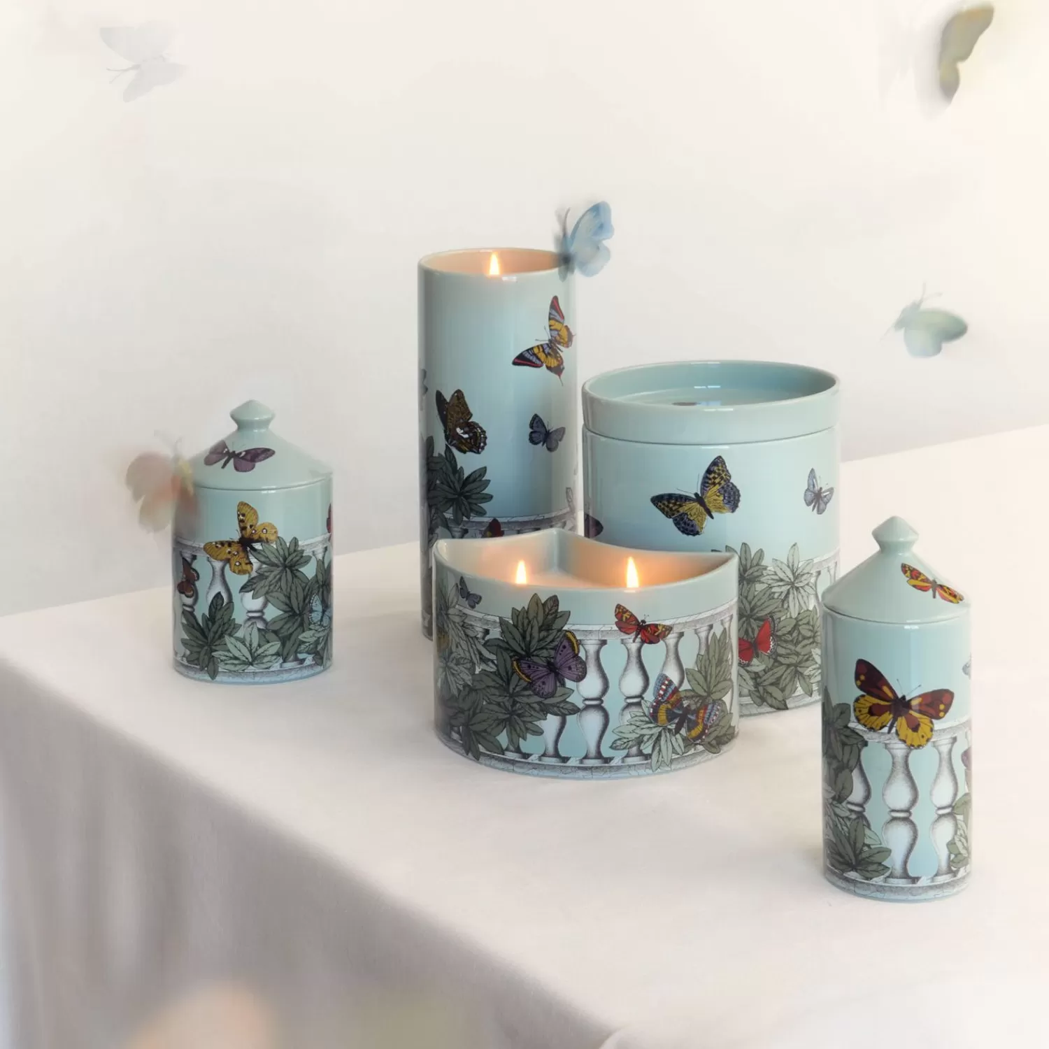 Scented Candles<Fornasetti Nel Mentre Tall Scented Candle - Farfalle E Balaustra Decor - Giardino Segreto Fragrance Multicolour