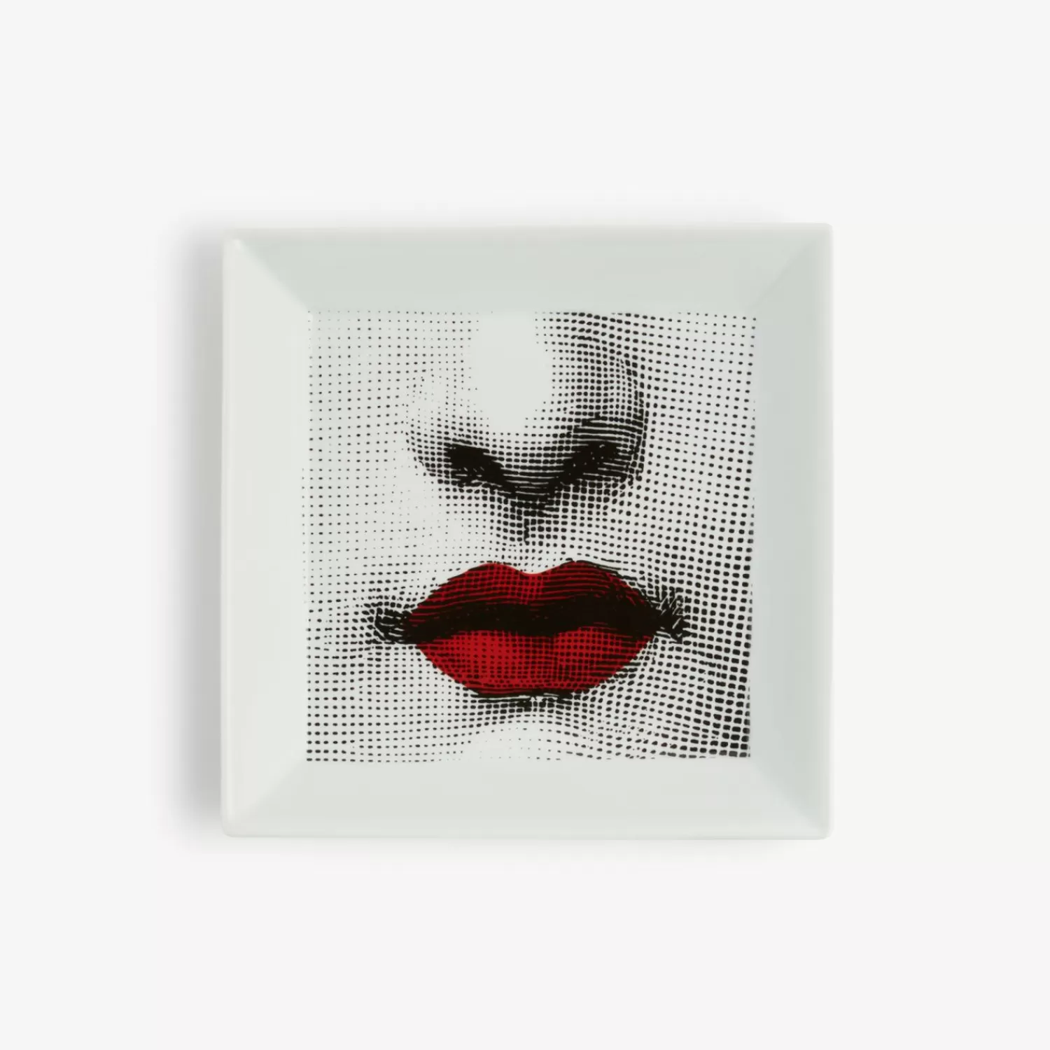 Decorative Plates<Fornasetti Square Plate Red Lips - Tema E Variazioni N.397 White/Black/Red