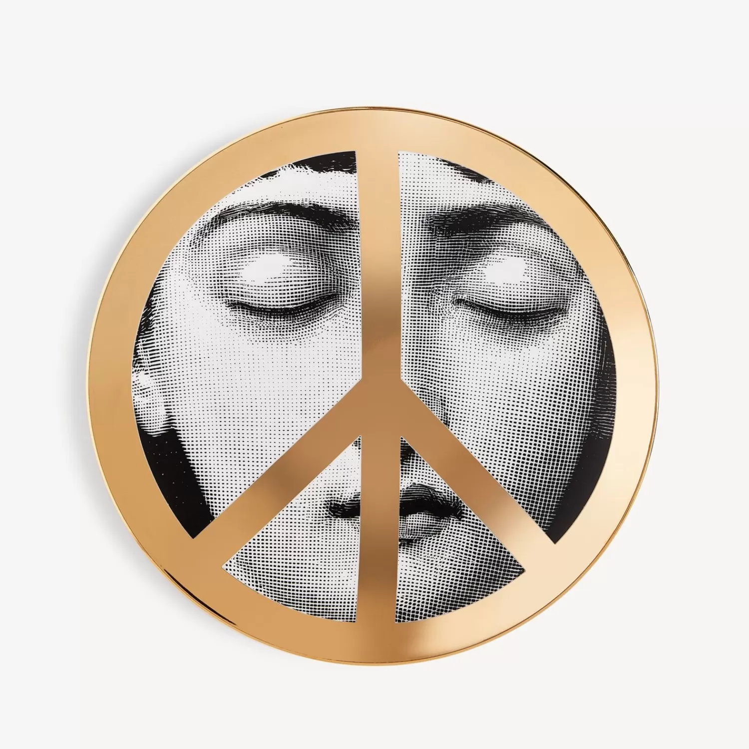 United For Peace<Fornasetti Wall Plate Tema E Variazioni N.403 United For Peace White/Black/Gold