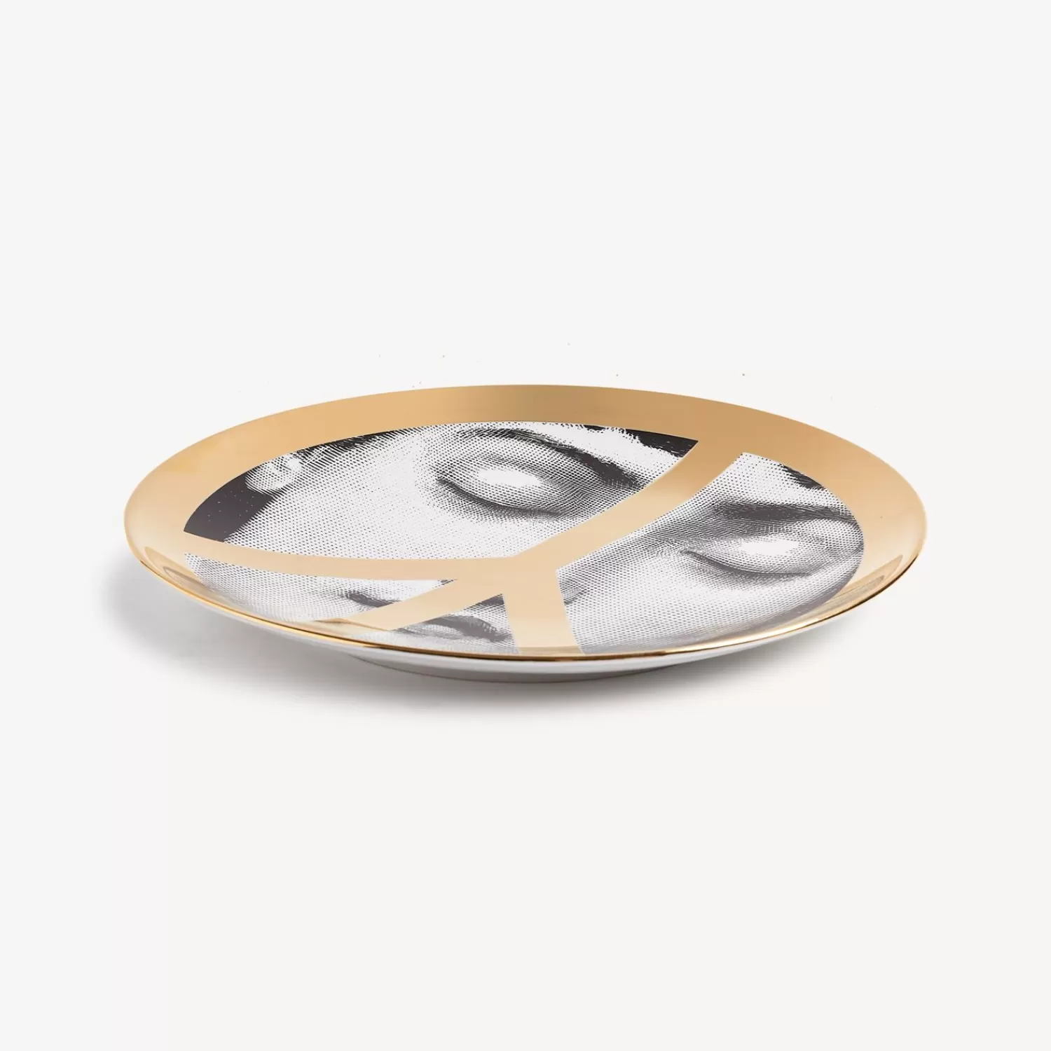United For Peace<Fornasetti Wall Plate Tema E Variazioni N.403 United For Peace White/Black/Gold
