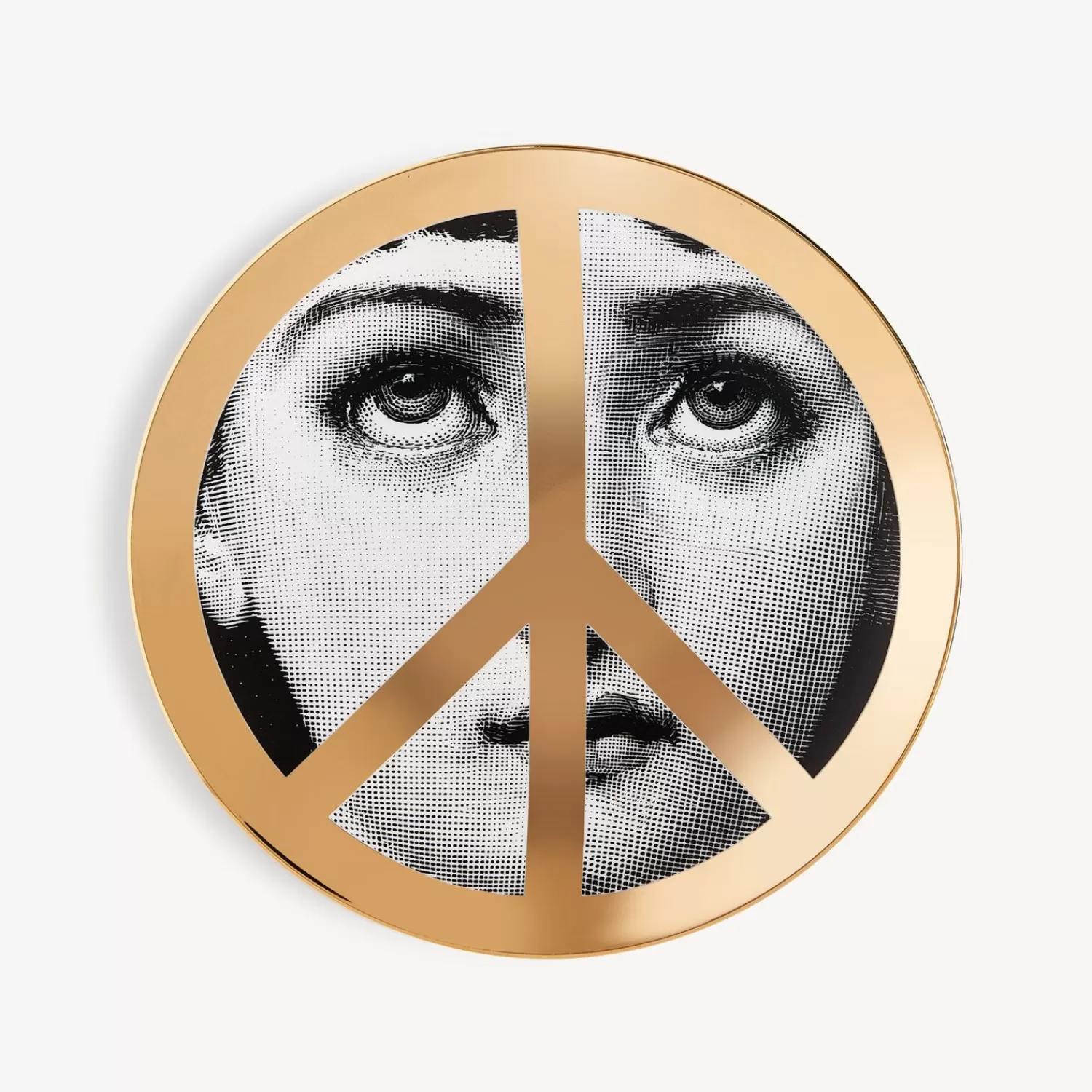 United For Peace<Fornasetti Wall Plate Tema E Variazioni N.404 United For Peace White/Black/Gold