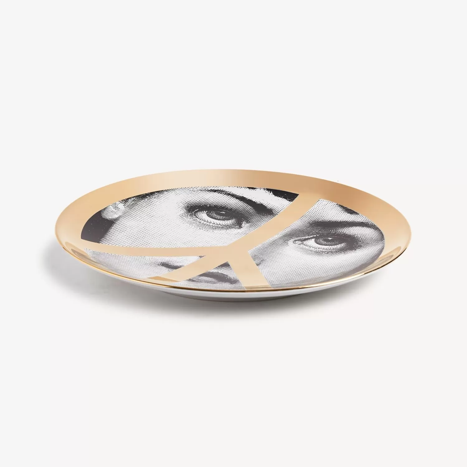United For Peace<Fornasetti Wall Plate Tema E Variazioni N.404 United For Peace White/Black/Gold