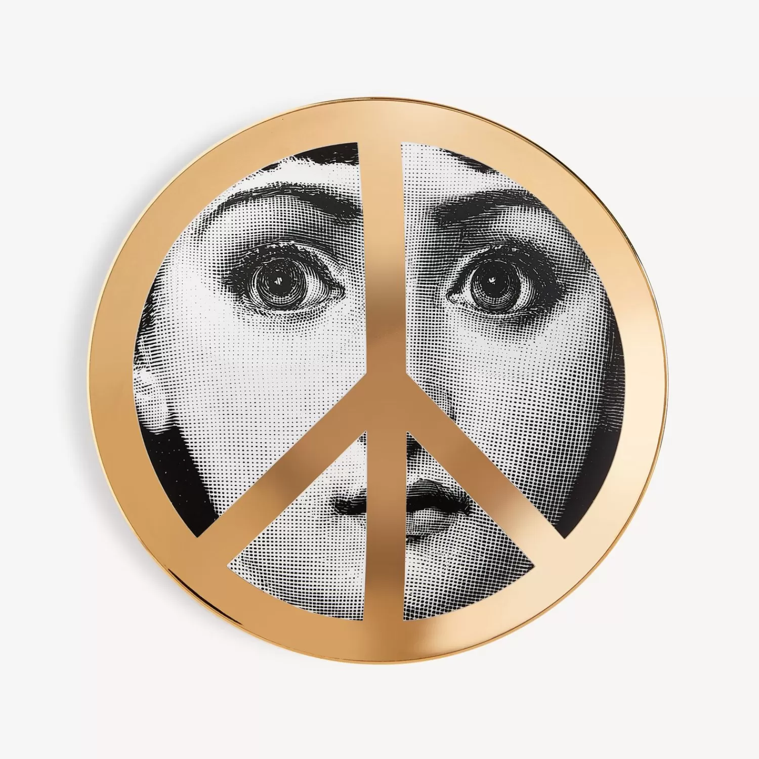 United For Peace<Fornasetti Wall Plate Tema E Variazioni N.405 United For Peace White/Black/Gold