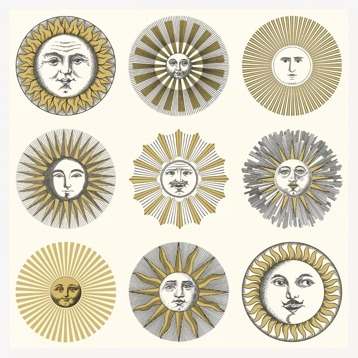 Wallpaper<Fornasetti Wallpaper Soli Cream And Gold